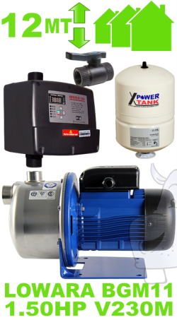 Kit autoclave autoadescante per casa fino a tre piani +giardino (max 4 appartamenti) completo di elettropompa LOWARA BGM11 - raccordi inverter watercooled polmone di compensazione